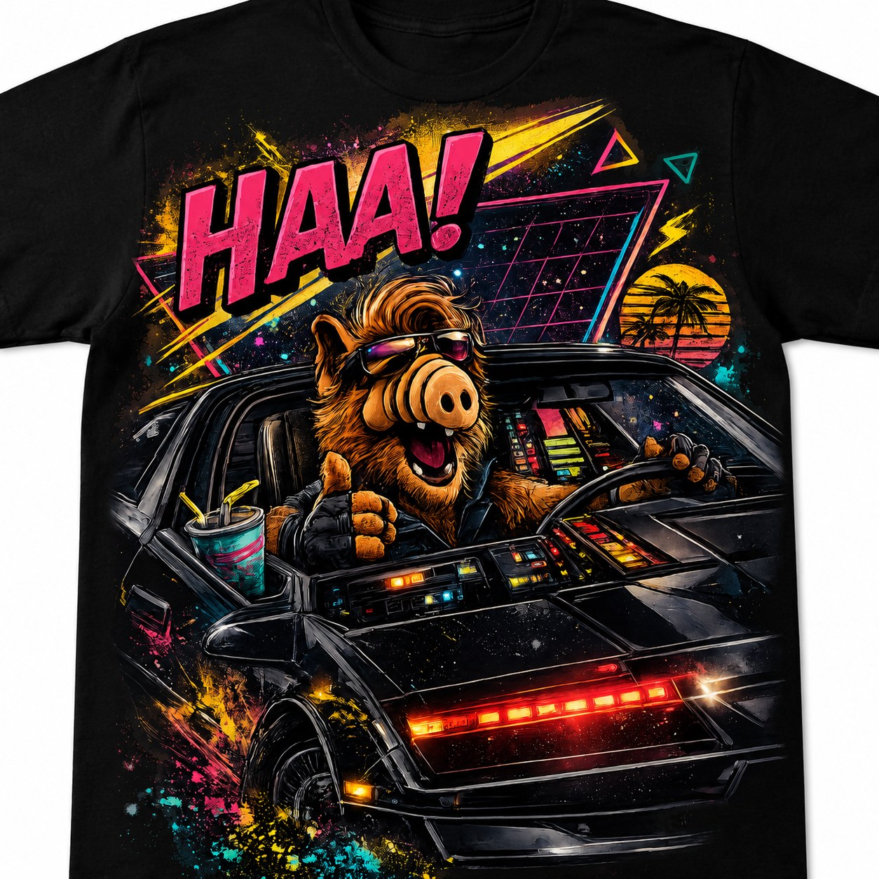 Alf in KITT — Alf x Knight Rider mash-up graphic tee, HAA!