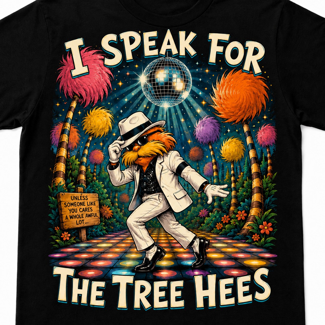 I Speak For The Tree Hees — Lorax x disco Michael Jackson mash-up graphic tee